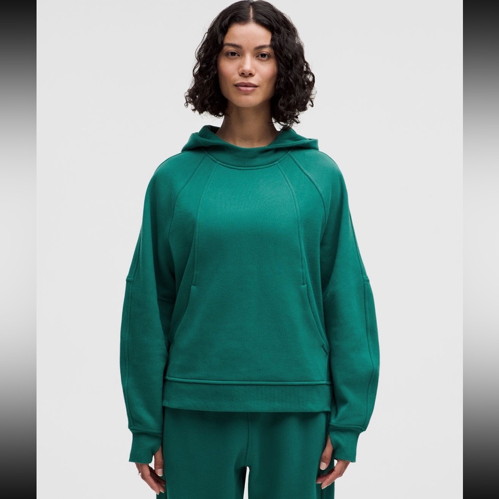 💚lululemon SCUBA OVERSIZED SIDE-SLIT HOODIE Hooded Sweatshirt Size M/L GREEN NWT